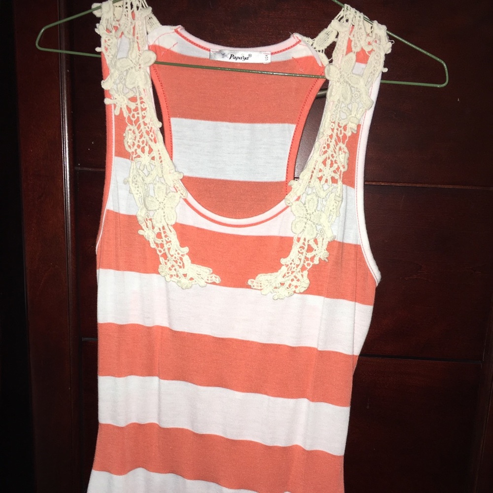 Orange Striped Tank Top (small)